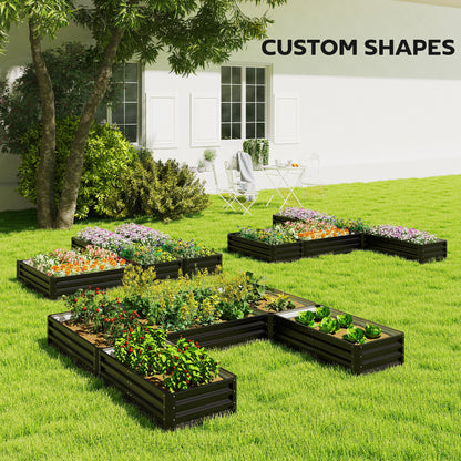 Raised Steel Garden Beds Set of 5 Large Planters