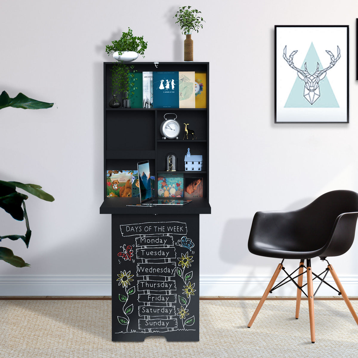 Wall mounted fold out convertible desk