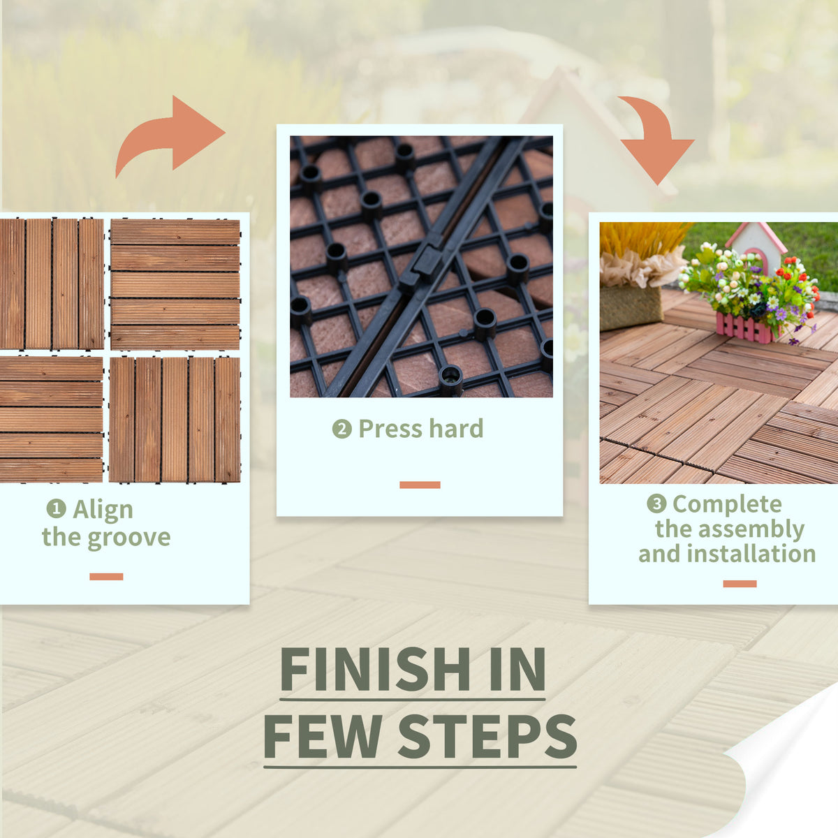 Interlocking Wood Deck Tiles — 27-Piece Set