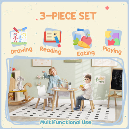 Kids table and chairs set with bear motifs — Set of 3