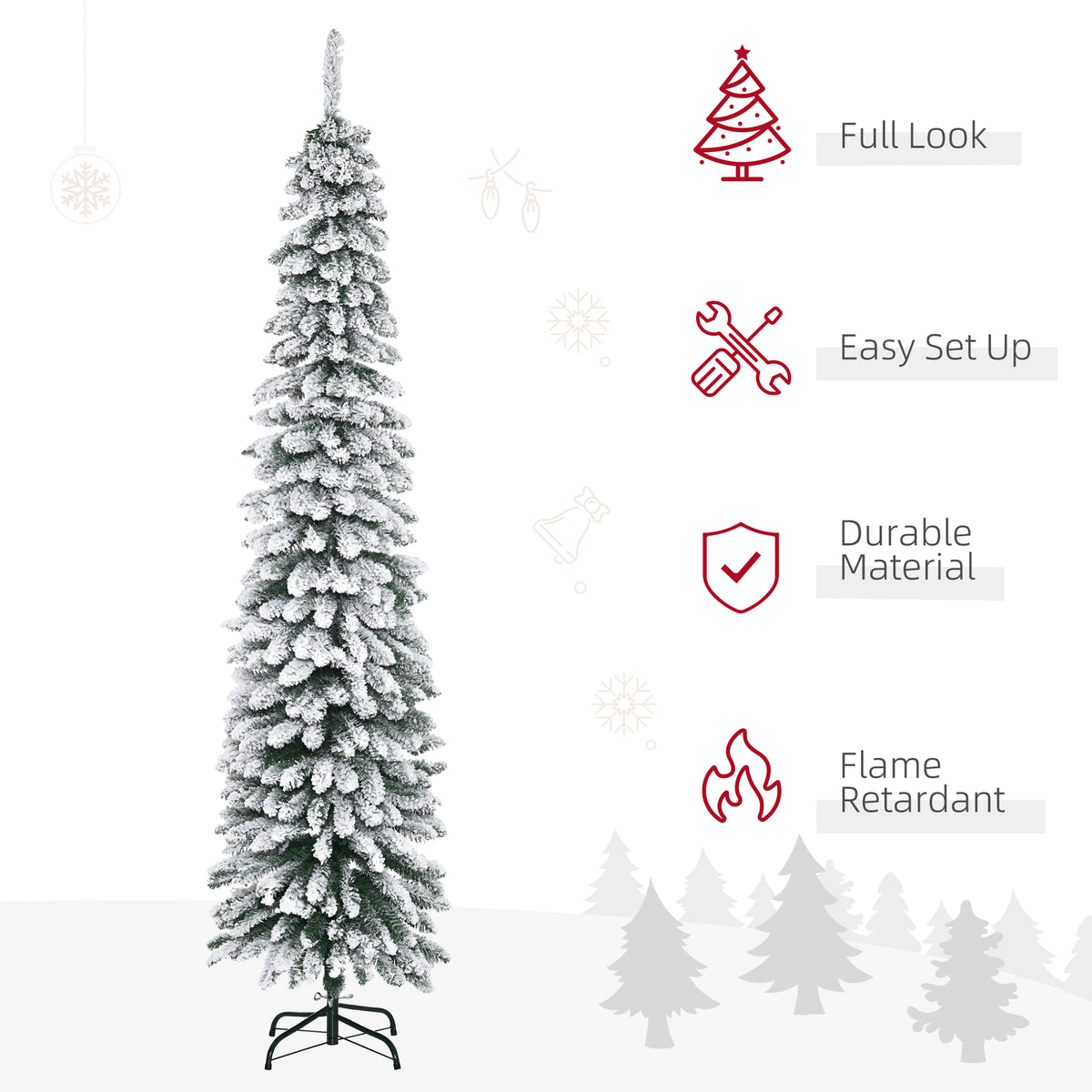 Slim Snow-Flocked Artificial Christmas Tree 7ft
