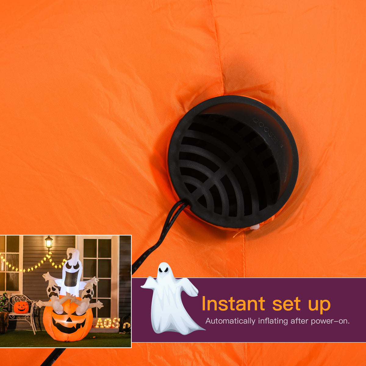 Decoración inflable de Halloween de 6 pies con calabaza, fantasmas y LED