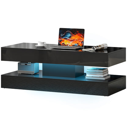Coffee Table with Adjustable RGB LED Lighting
