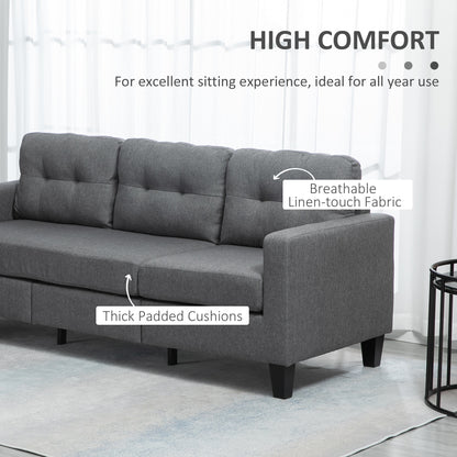 3-Seater L-Shaped Sofa with Ottoman — Dark