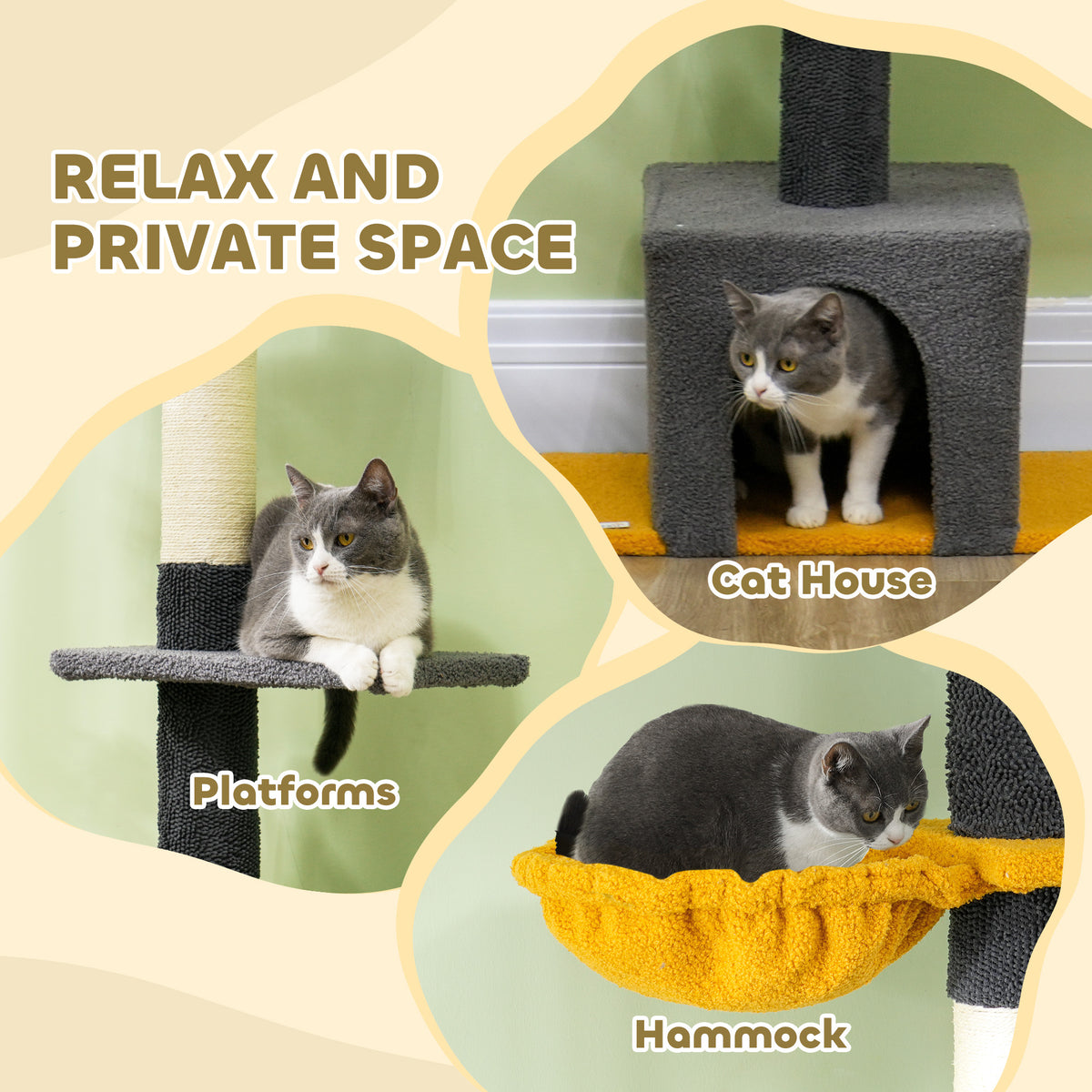 Floor to ceiling cat tree adjustable height tower