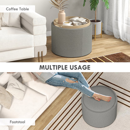 Round Coffee Table with Hidden Storage and Tray Top