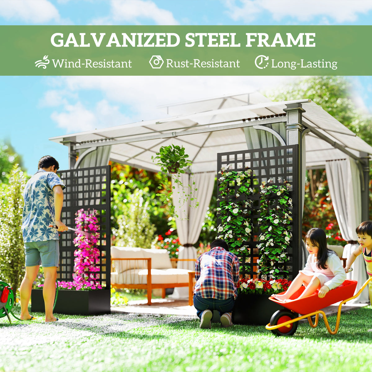 Galvanized Raised Garden Bed with Trellis