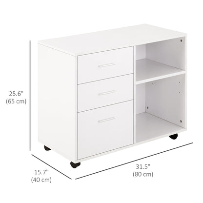 Mobile filing cabinet 3 drawers with open shelves