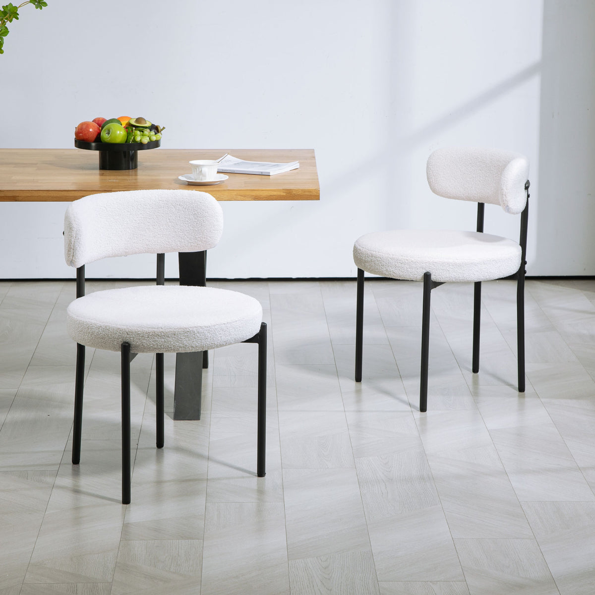Modern Berber Fleece Dining Chairs Set of 2