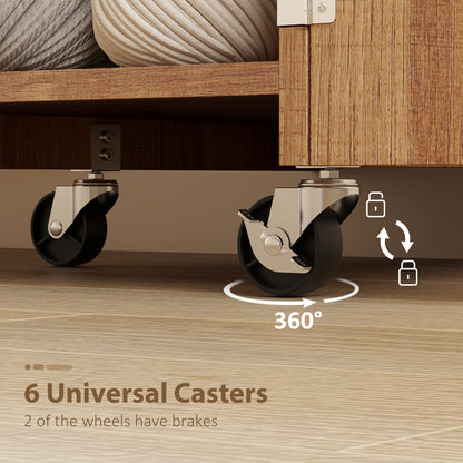 Folding Sewing Table with Storage — Wood