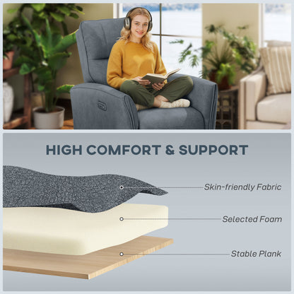 Sillón reclinable eléctrico de tejido similar al cuero