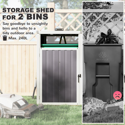 Double Garbage Bin Shed Lockable — Dark Grey