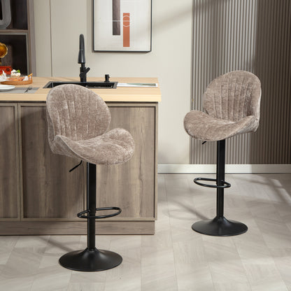 Bar stools swivel set of 2 chenille adjustable height