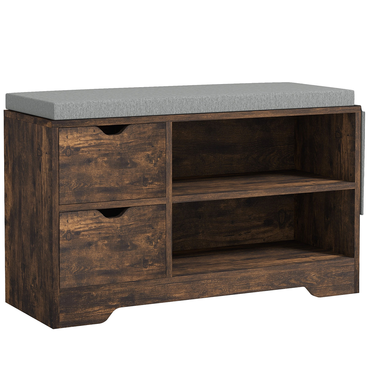 Upholstered shoe storage bench with seat