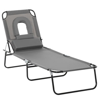Tumbona plegable con orificio facial ajustable
