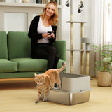 Stainless Steel High Sided Cat Litter Box