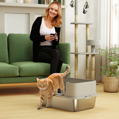 Stainless Steel High Sided Cat Litter Box