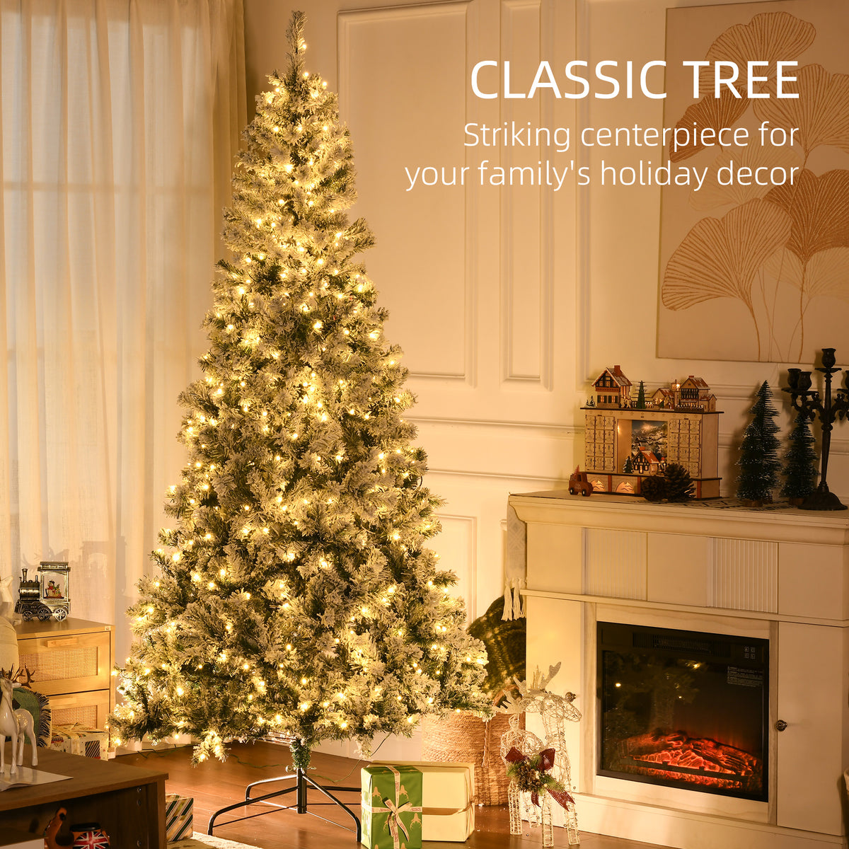 Árbol de Navidad artificial preiluminado de 6 pies LED blanco cálido