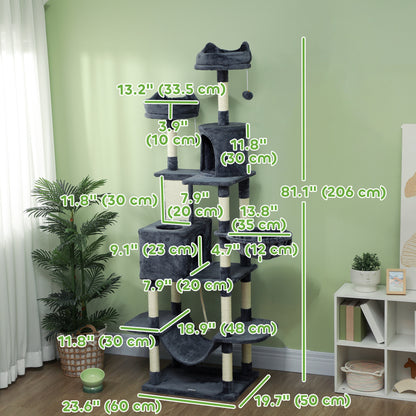 Árbol para gatos multinivel de 81 pulg. con rascadores