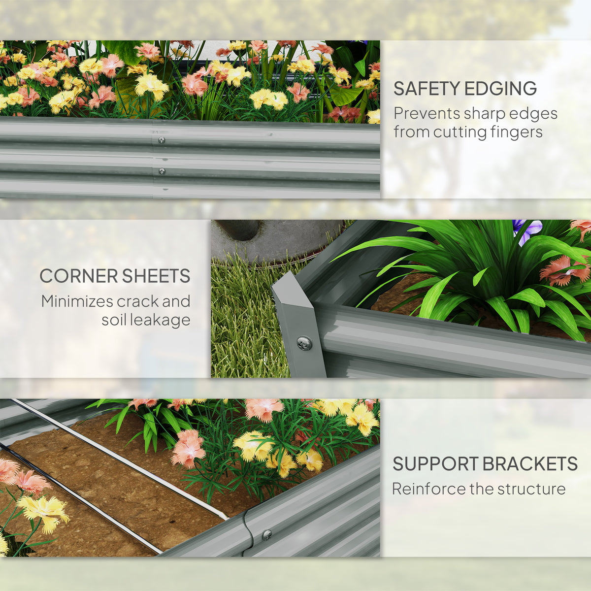 Raised Garden Bed Galvanized Steel 180 x 90 cm