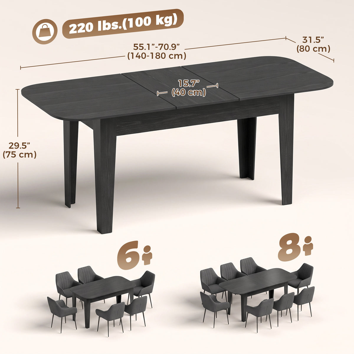 Extendable Oval Farmhouse Dining Table