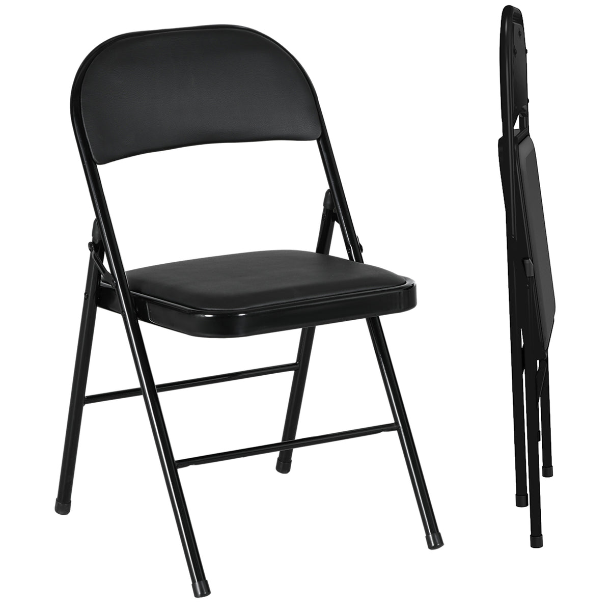Foldable Padded Faux Leather Dining Chairs — Set of 2