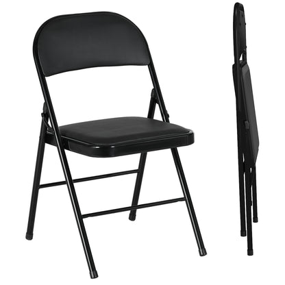 Foldable Padded Faux Leather Dining Chairs — Set of 2