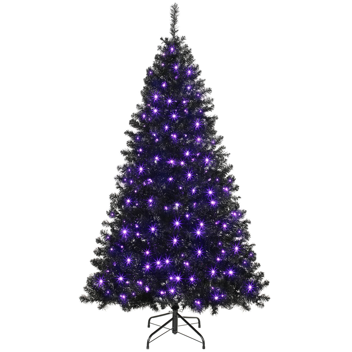 6ft Pre-lit Black Christmas Tree — Purple LED Lights
