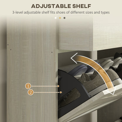 Slim shoe storage cabinet with 2 flip drawers