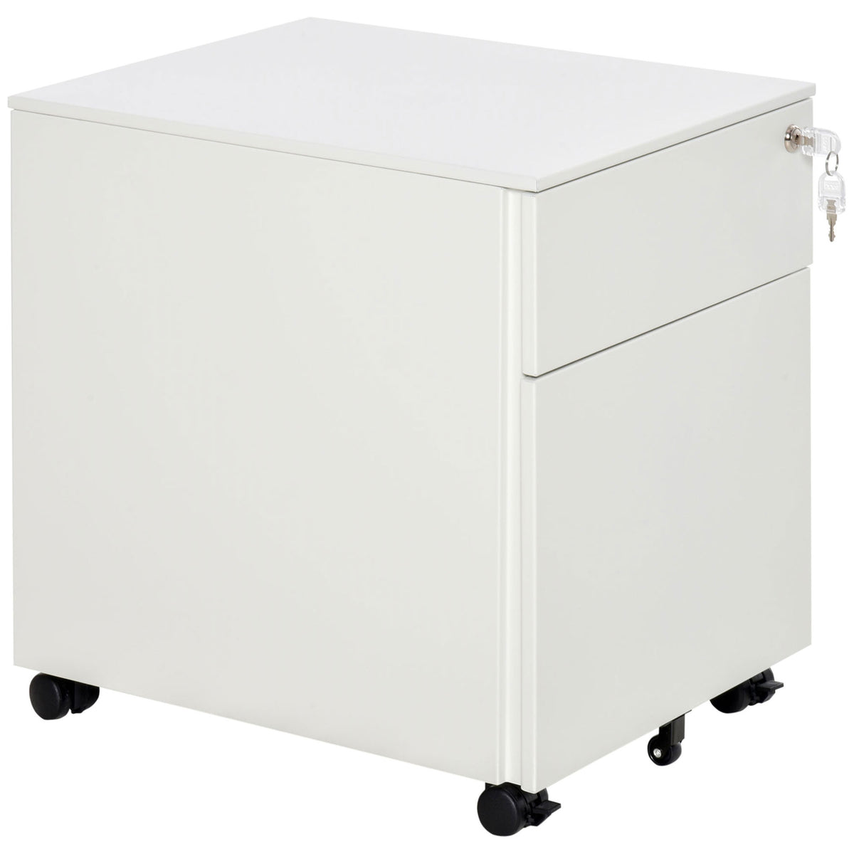Lockable mobile steel office filing cabinet