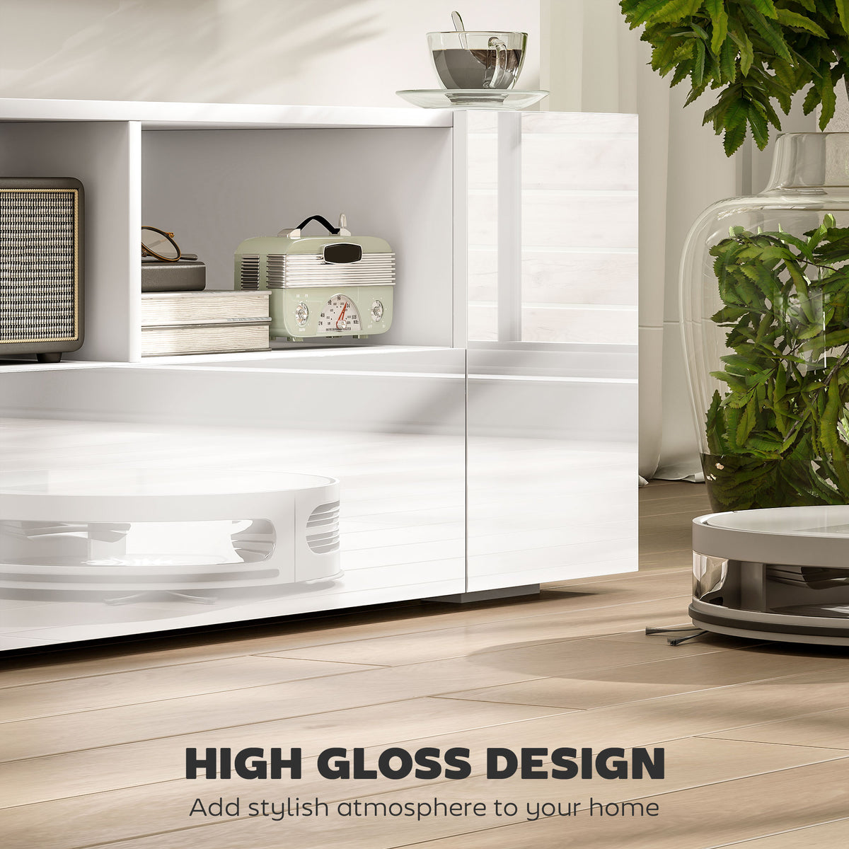 TV Stand with LED Lights and Storage