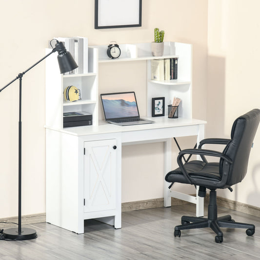Farmhouse Computer Desk with Storage Shelves and Cabinet