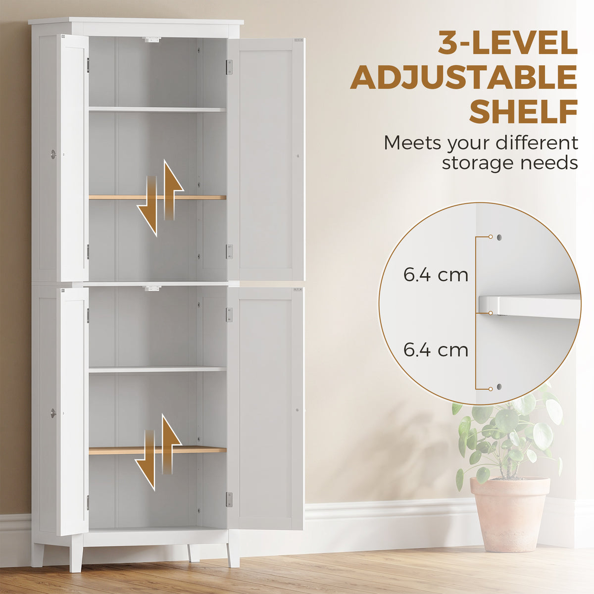 Freestanding Narrow Bathroom Storage Cabinet with Adjustable Shelves