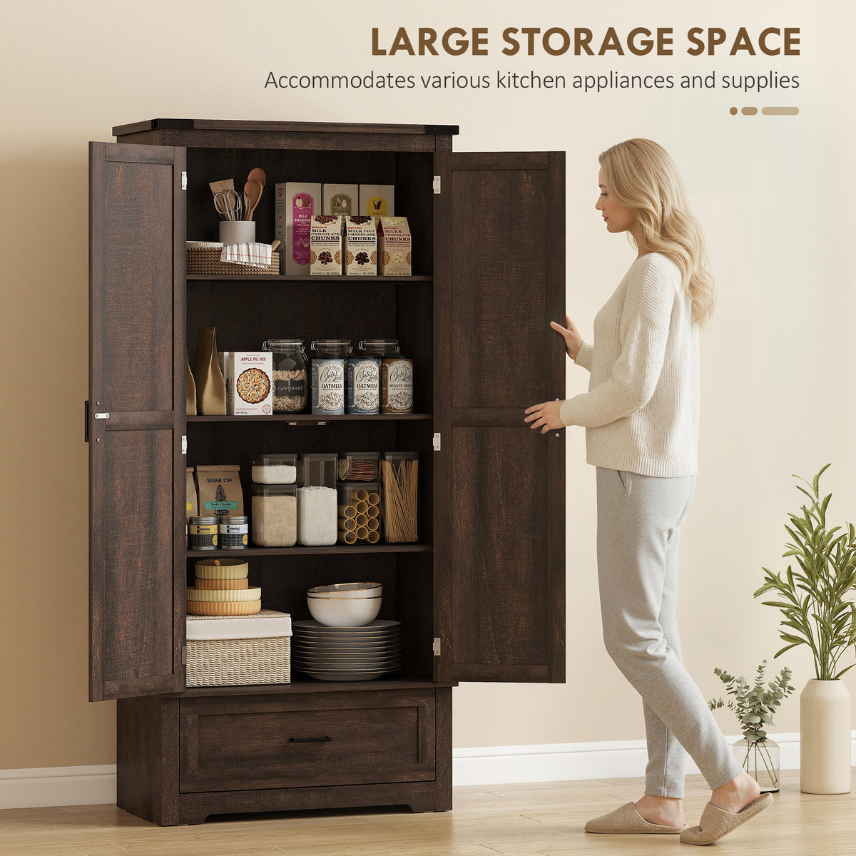 Farmhouse Kitchen Pantry Cabinet 69 in Tall