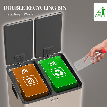 Papelera doble de pedal de 40 L