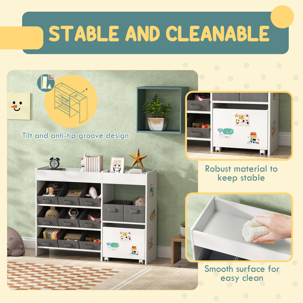 4-Tier Toy Storage Organizer with 11 Fabric Bins