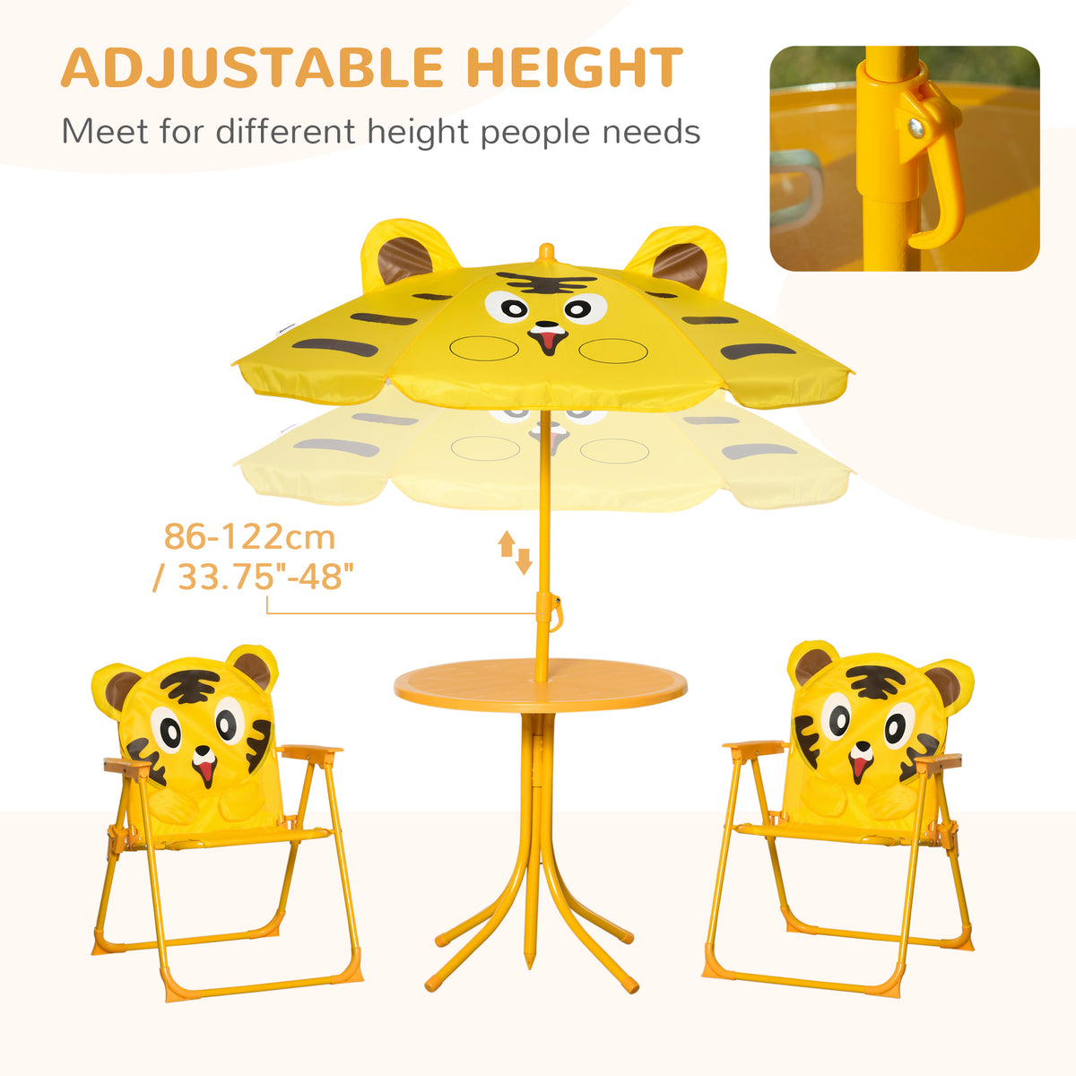 Kids picnic table and chair set with umbrella — Set of 4