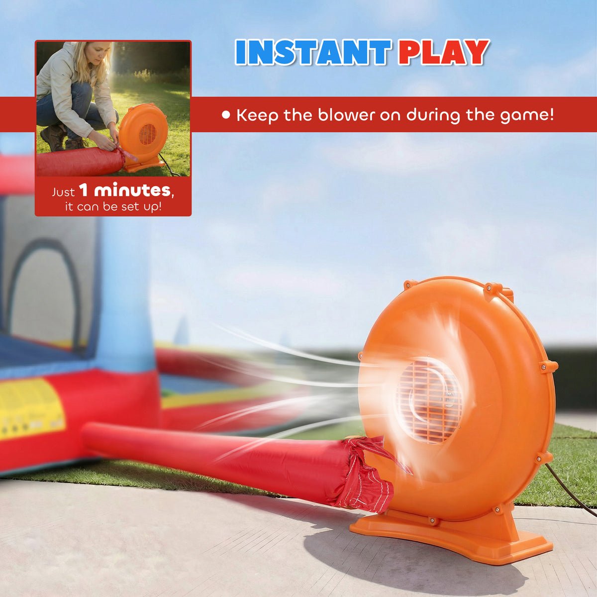 Kids inflatable bouncy castle with slide and pool