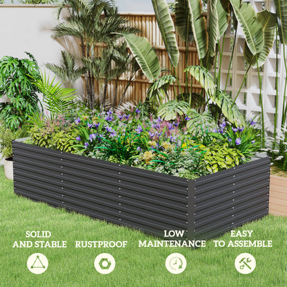 240x120x60cm Raised Garden Bed - Black Galvanized Planter