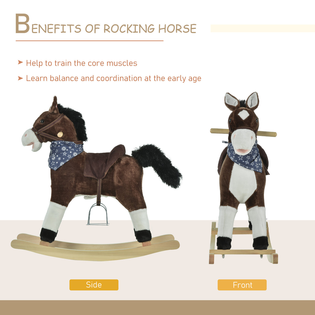 Kids plush ride-on rocking horse toy with sounds