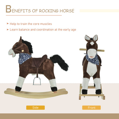 Kids plush ride-on rocking horse toy with sounds