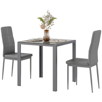 Dining set 3-piece rectangular glass table with chairs