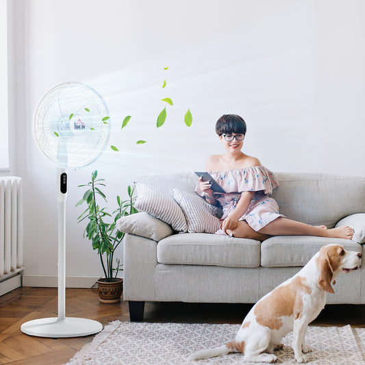 Oscillating Floor Fan with Remote Control and LED Display