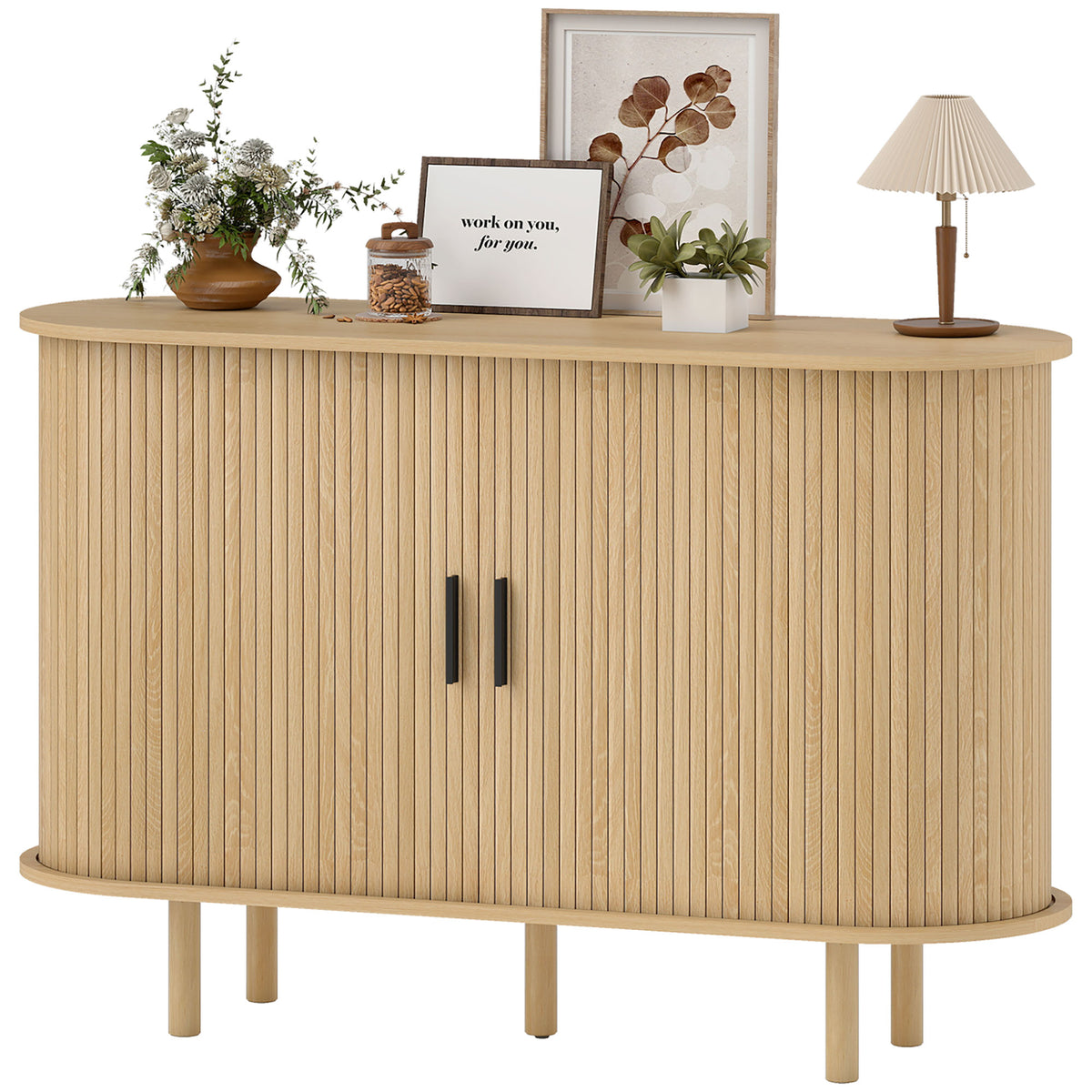 Buffet cabinet with tambour sliding doors