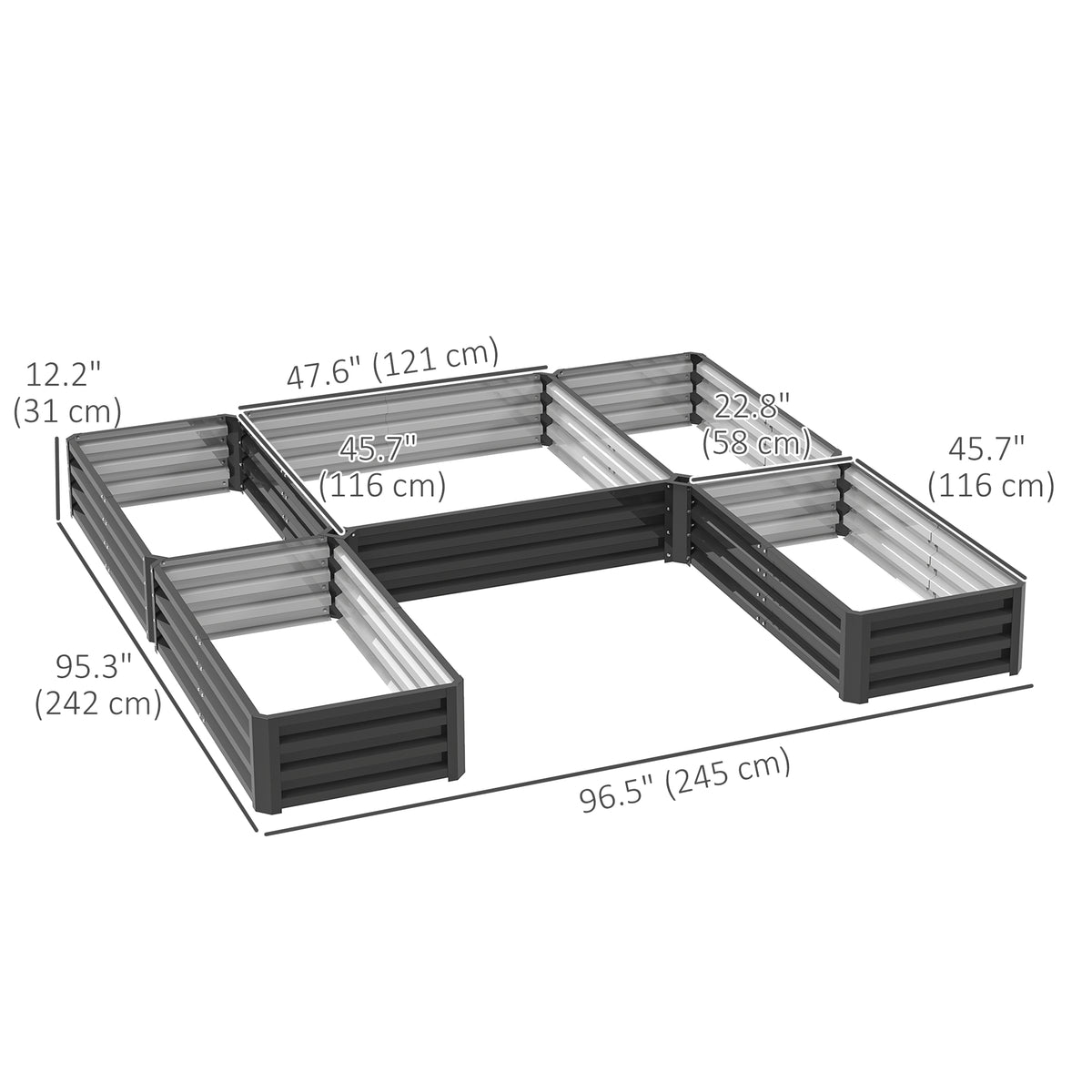 Raised Steel Garden Beds Set of 5 Large Planters