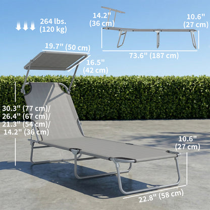 Folding Lounge Chair with Adjustable Sun Shade