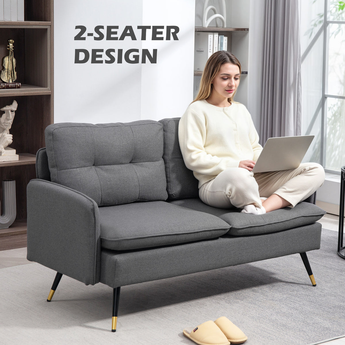 Loveseat Sofa Button Tufted Linen S Spring