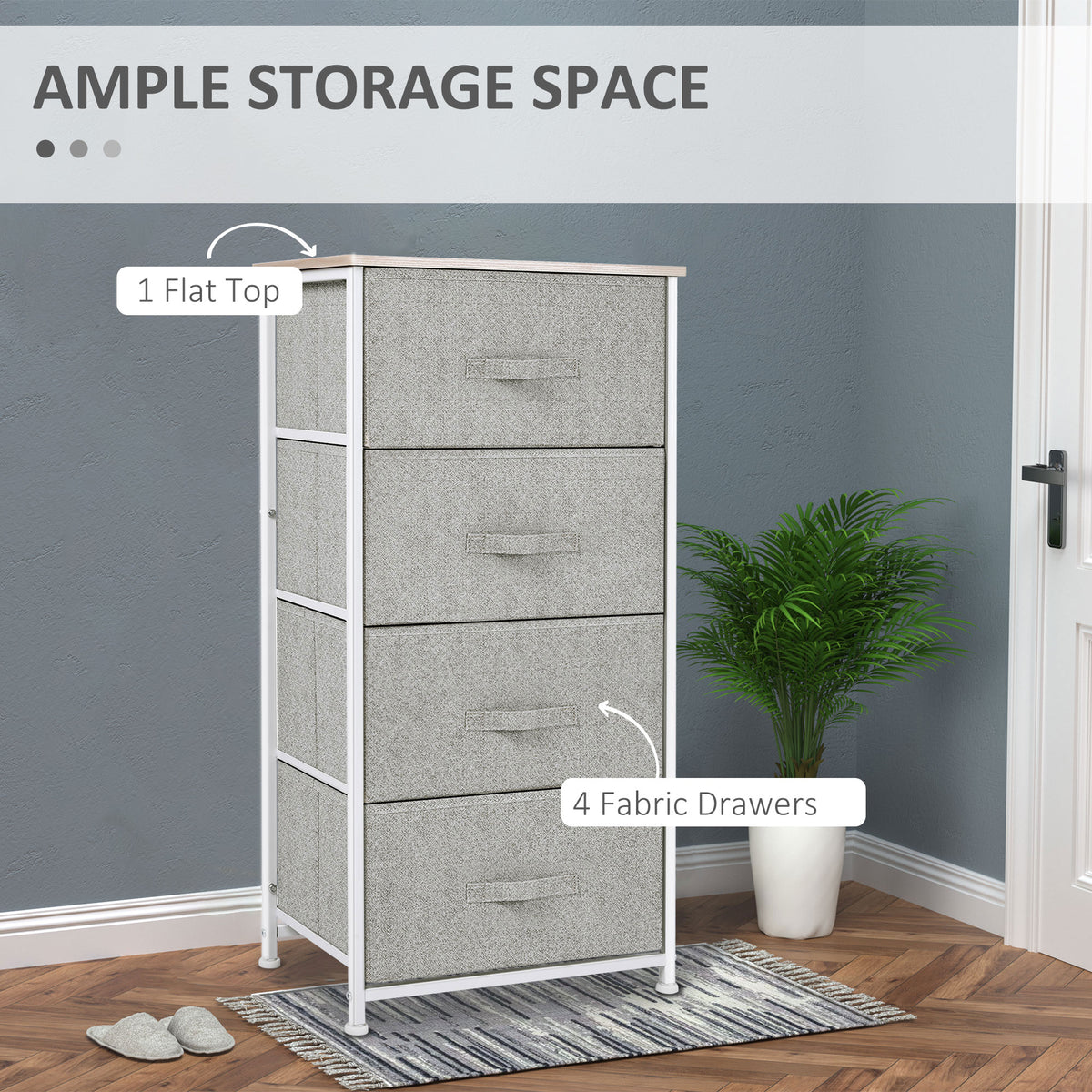 Linen drawer tower storage dresser with 4 drawers