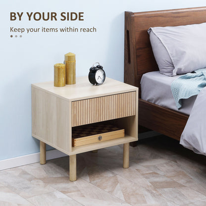 Nightstands with drawer and shelf set of 2