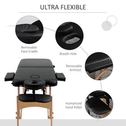 Portable folding wooden massage table